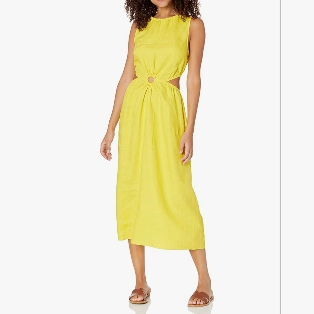 The Drop Women's Sade Linen Cut Out Midi #718 - Picture 1 of 11